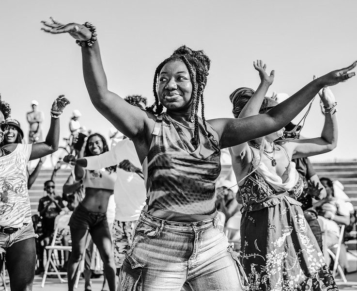 Sunset gathering at the Afro-Diasporic Ocean Festival